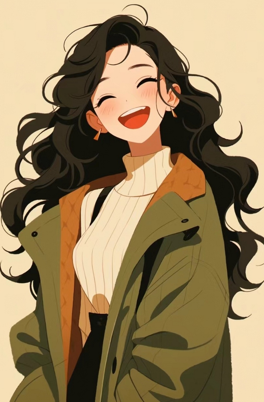 美女壁纸|开心的动漫女孩,笑的样子真的很可爱哟~隔屏的我,看着都感觉