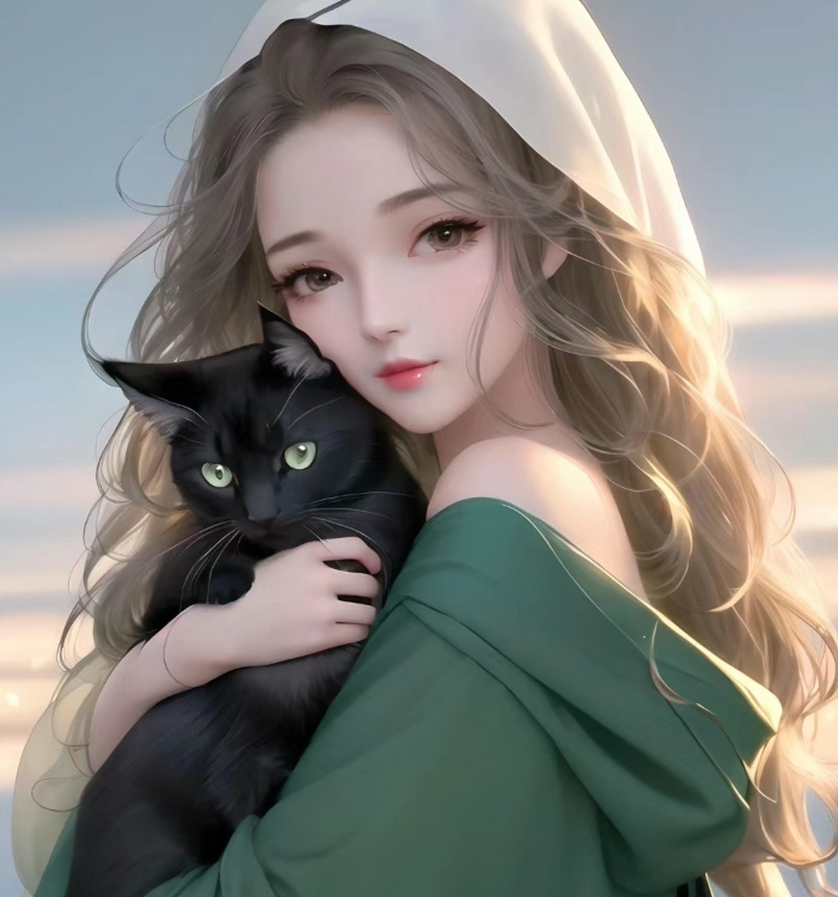 女生动漫头像 抱着猫咪的女生动漫头像来喽~小仙女们喜欢猫咪吗?