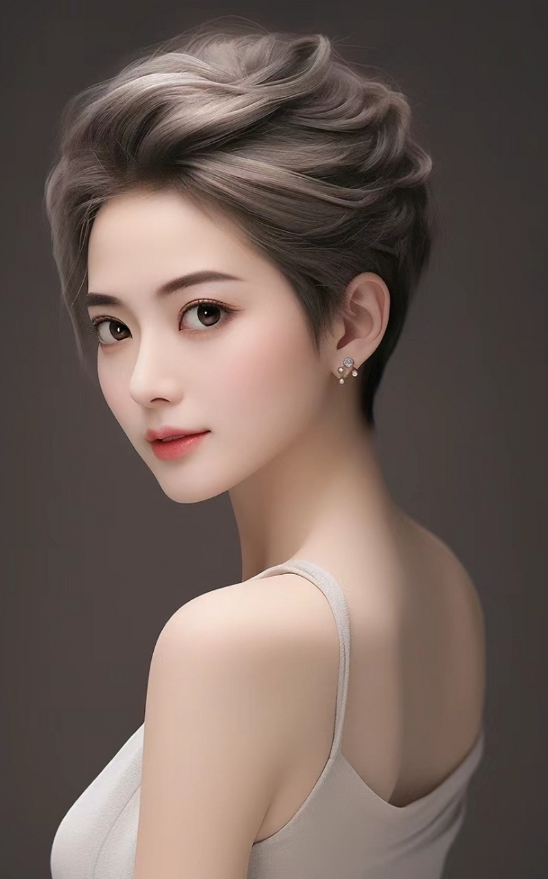 美女壁纸|微卷的短发,🈶干练的美,也有时尚的飒,也有阴❤️柔的