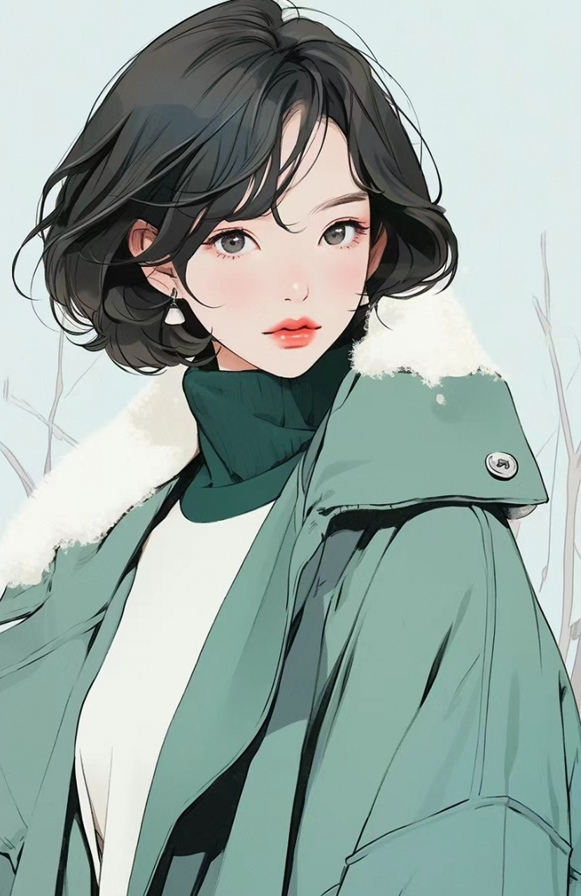 美女壁纸|短发动漫女孩,简单的碎短卷发也能搭配出时尚温婉,也有飒爽