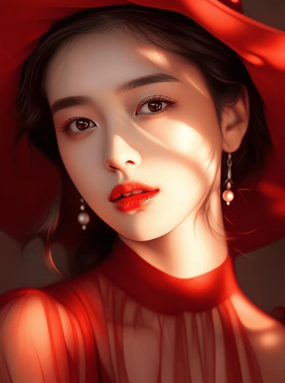 美女壁纸 红色系美女壁纸,🌹来喽~红色给人的感觉很温暖,也是很喜庆