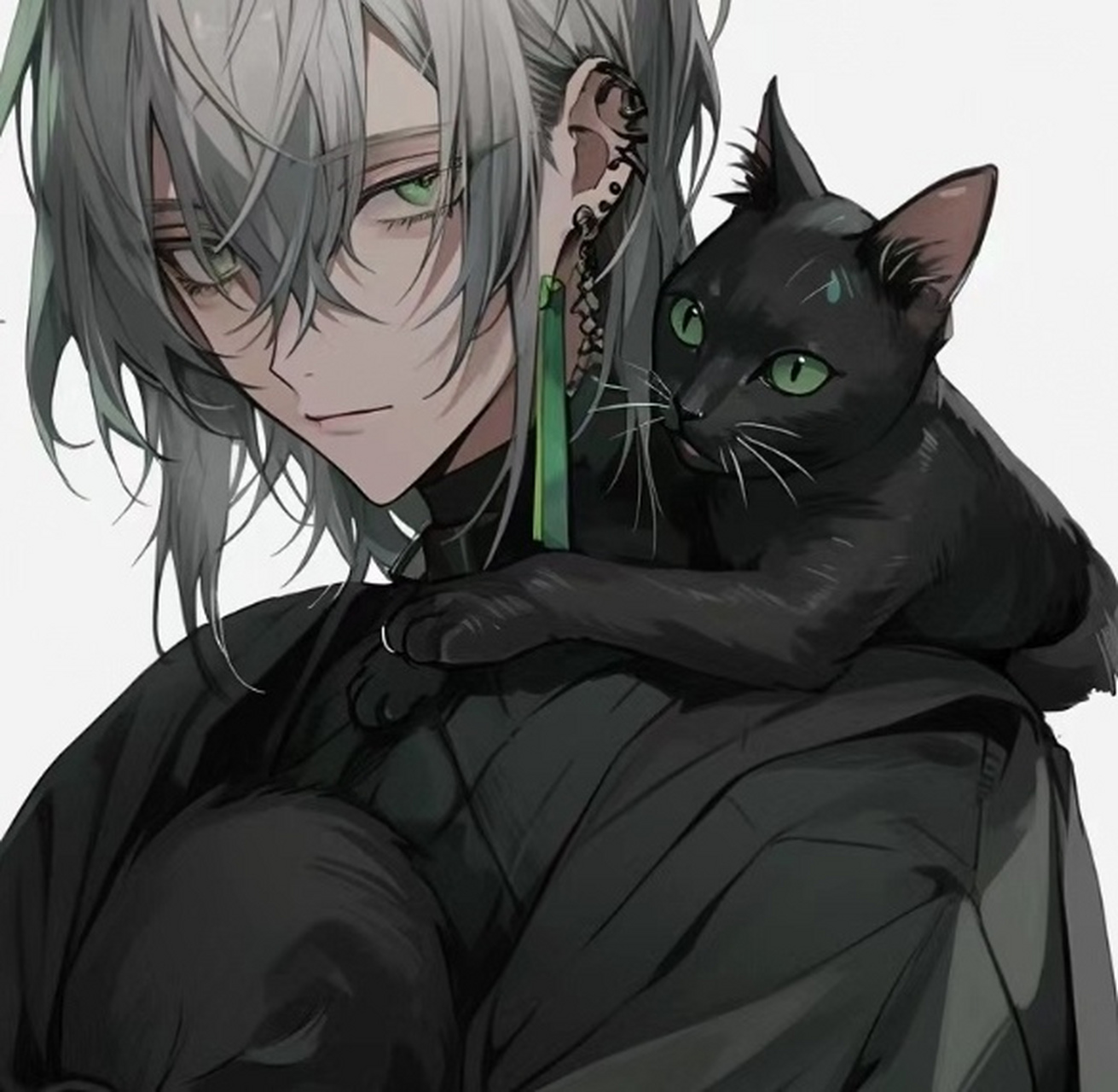 抱着黑猫的头像男图片