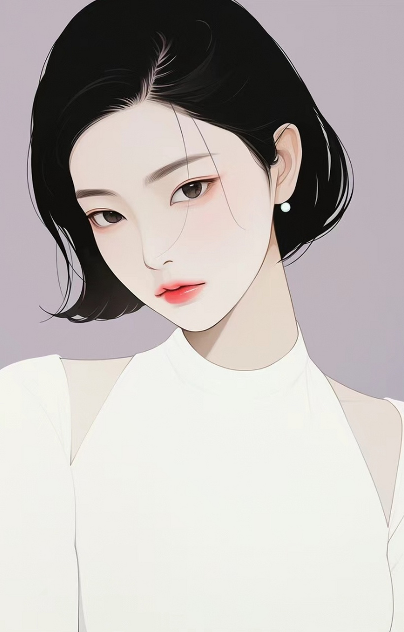 美女壁纸|白色系服饰动漫女孩,每一张都显示出了干净和大气~原来,短发