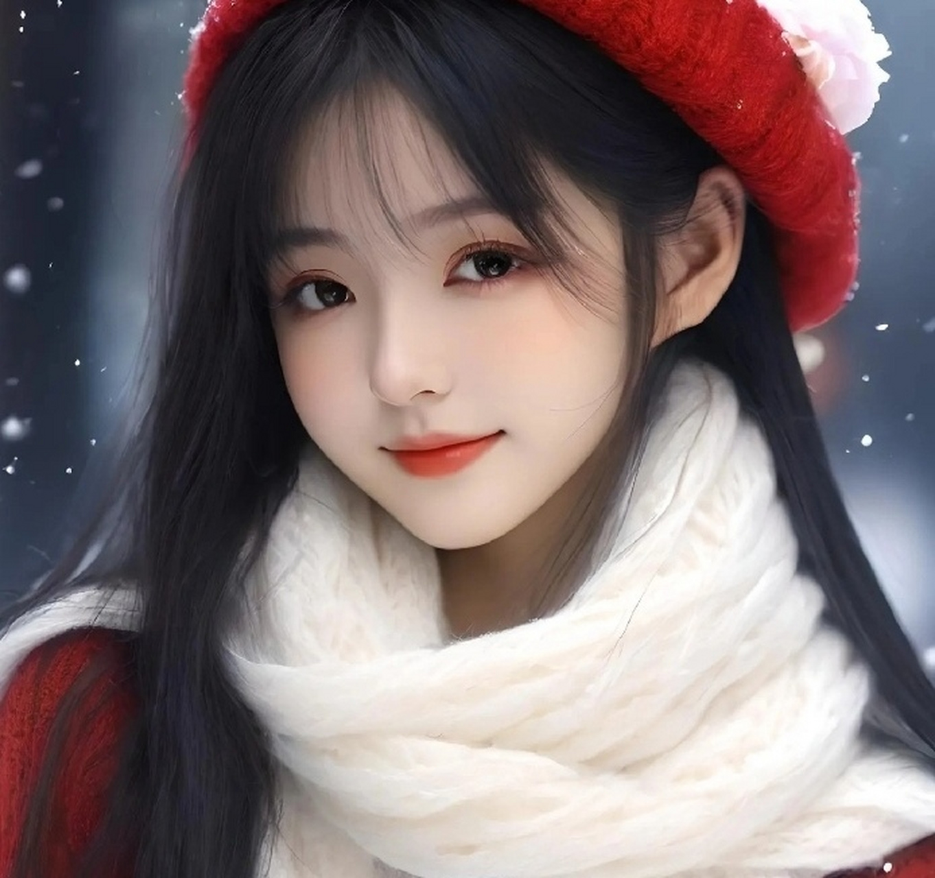 美女头像 分享1⃣️波戴围脖的美女头像~~天冷了要戴围脖~~小仙女