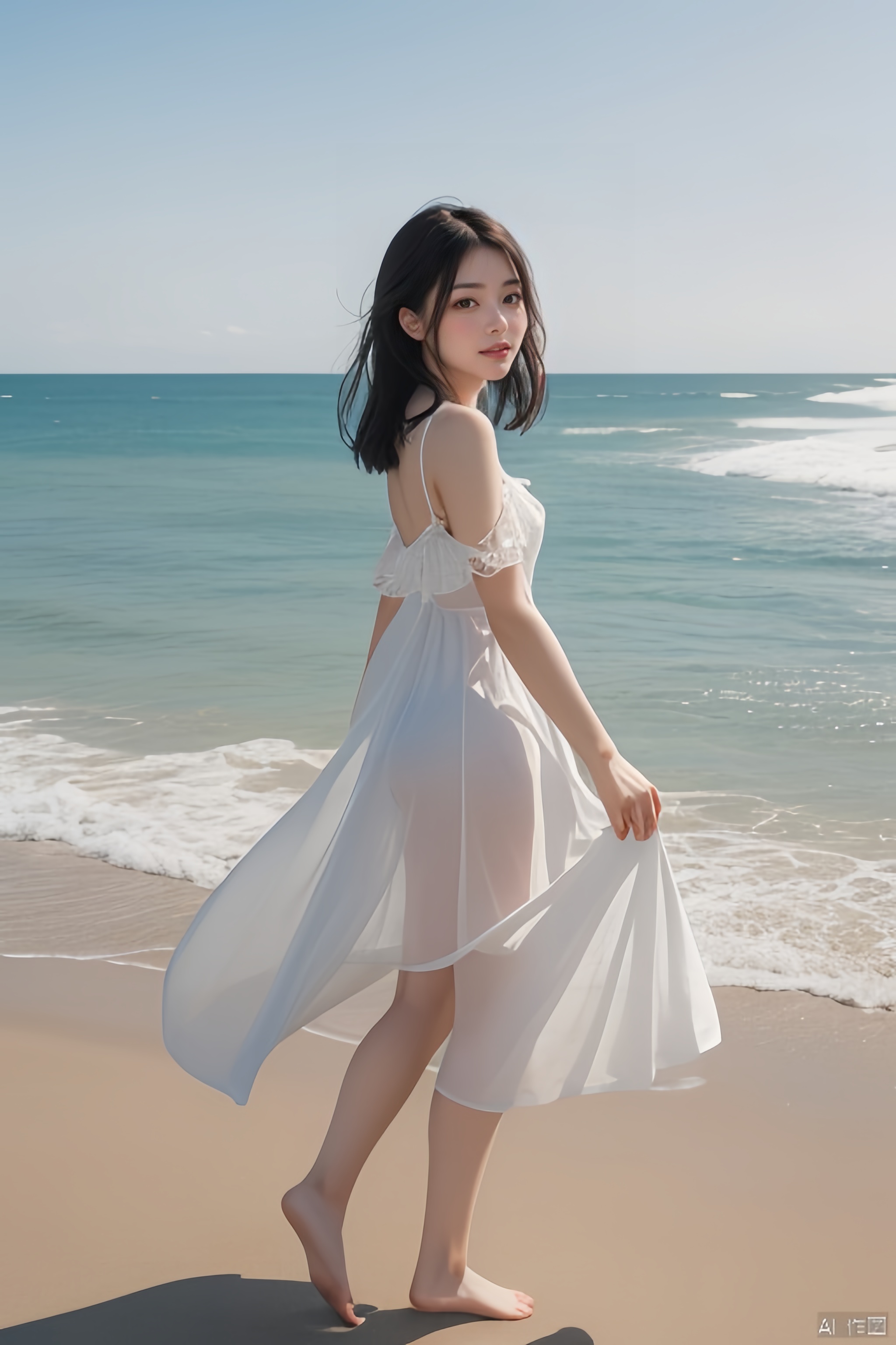 海浪沙滩美女少了些什么?#热点引擎计划# 摄影