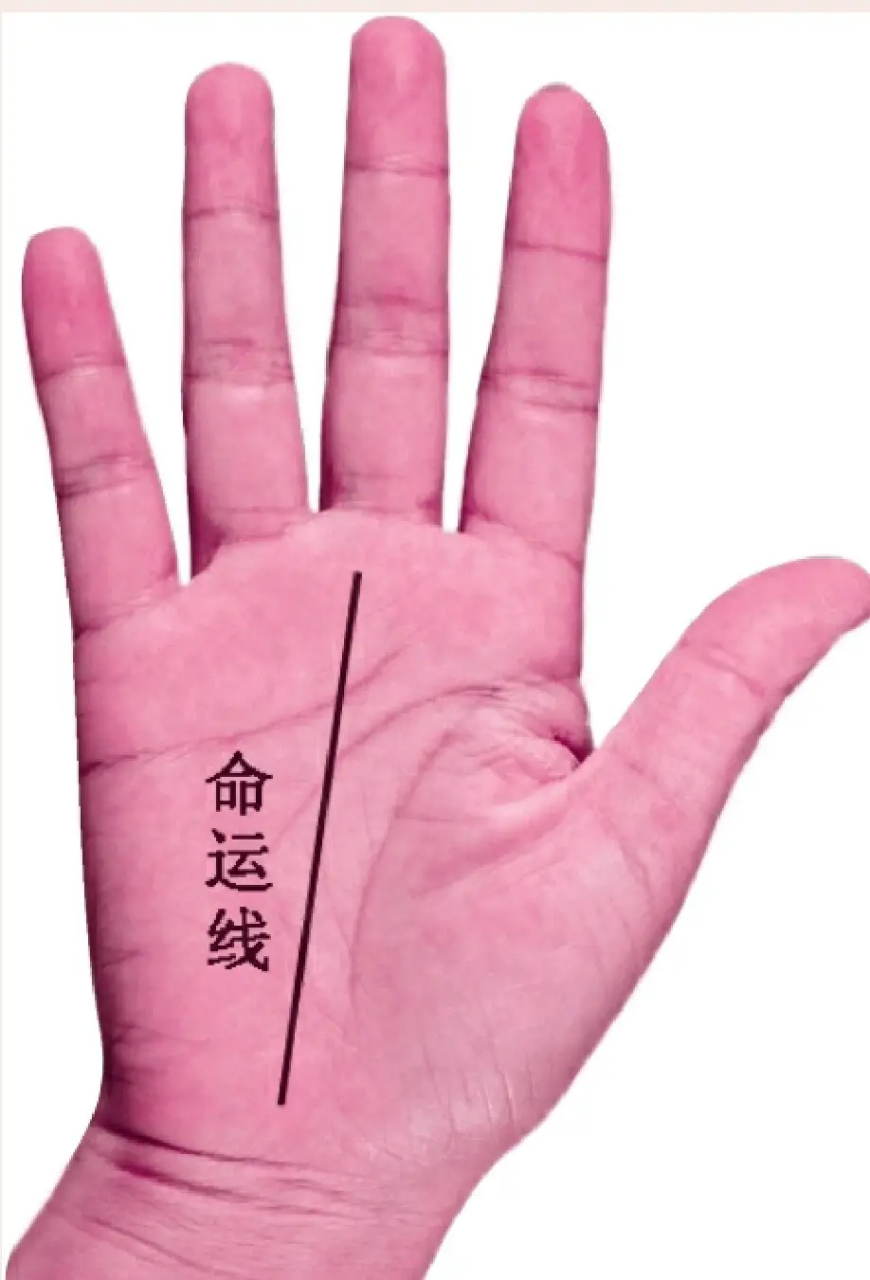 就是由手腕中央向上走至中指下之掌纹,叫玉柱线.