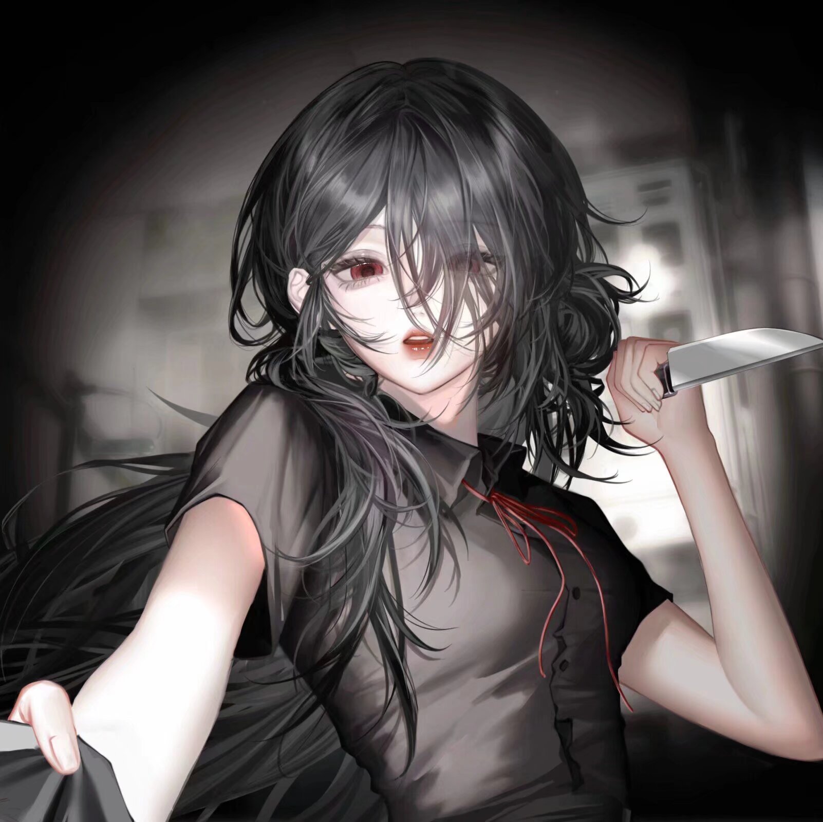 图片看起来很刀子的女生图画头像红头发女反派二次元头发像火焰一样