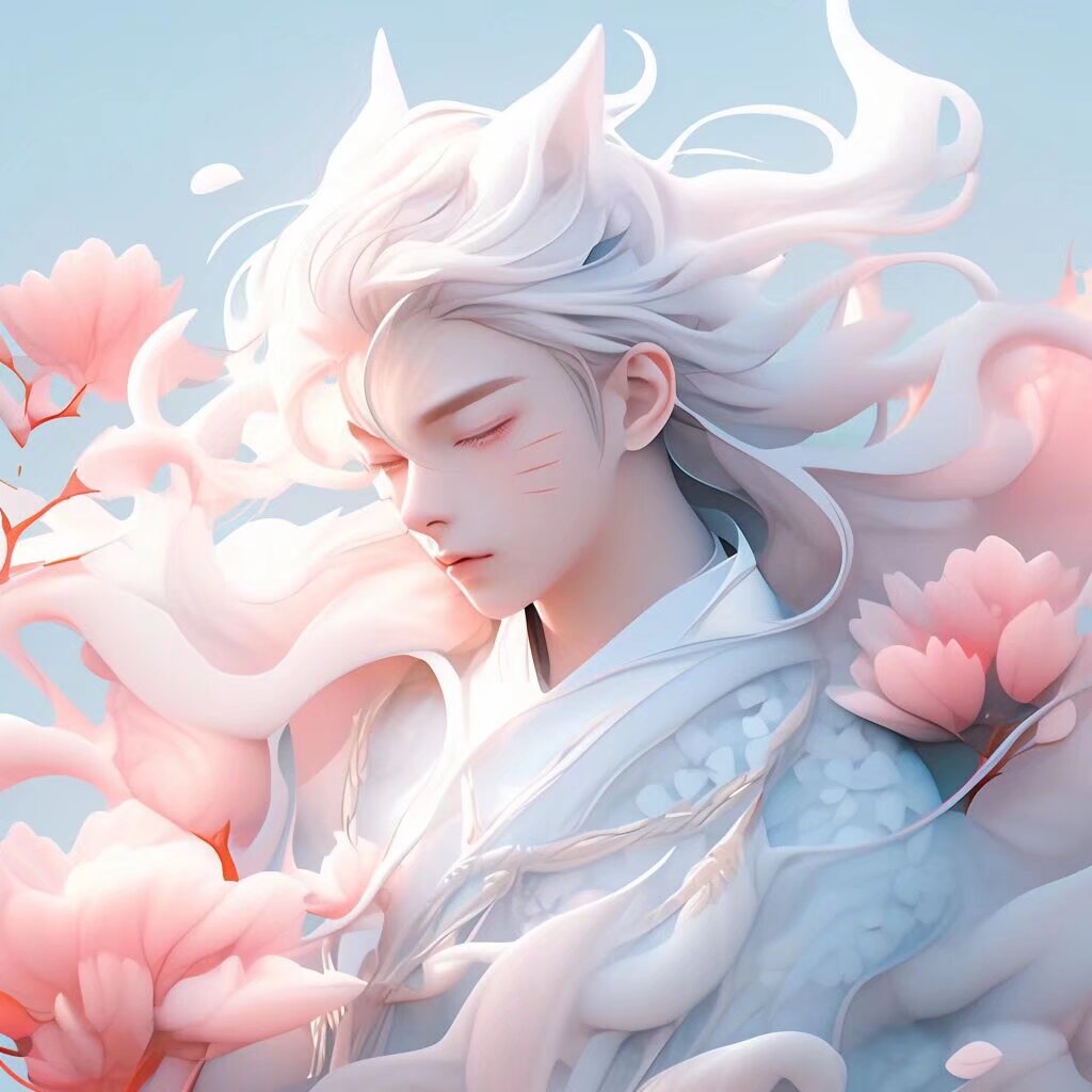 💫神秘银发男子,怀抱红眼白狐  😍快来看看这位银发飘飘的神秘