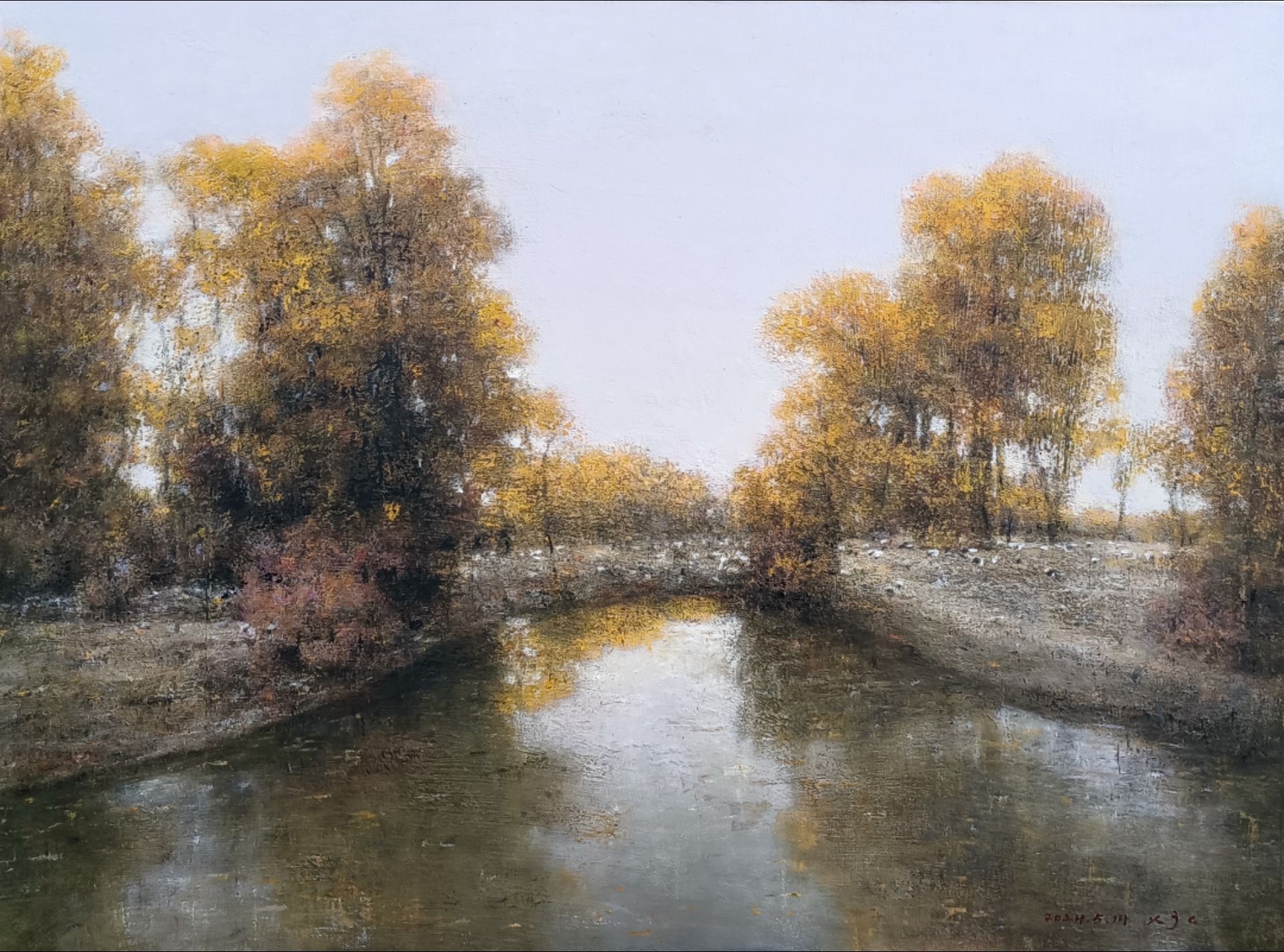 5.14徐建成油画风景作品《胡杨牧歌.n26》.