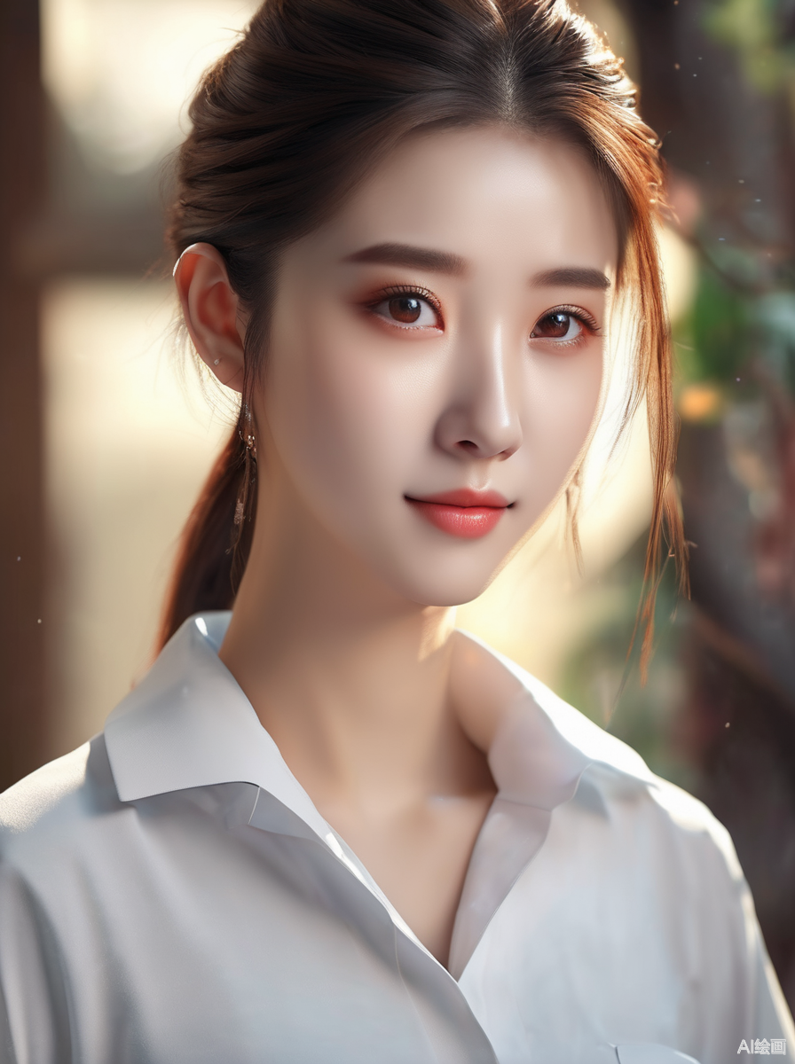 清纯美少女,宛如春水初生,眼眸清亮如镜,映照出世间纯净,唇边带着一抹