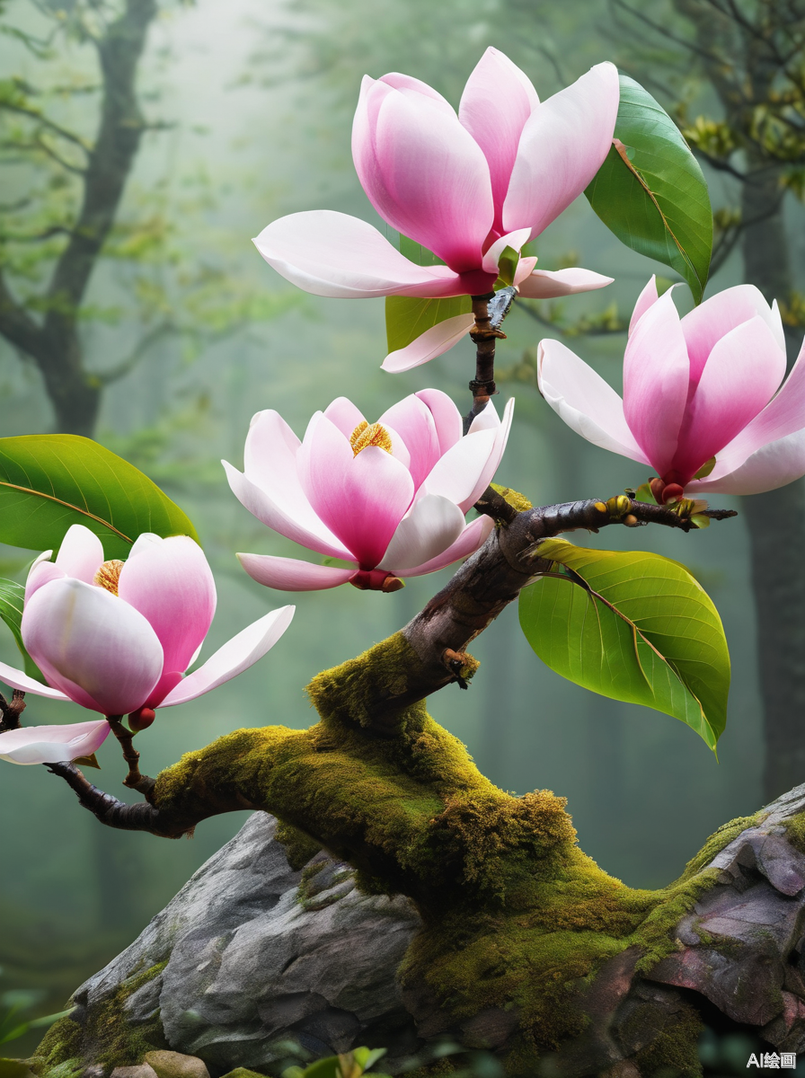 玉兰花开,如仙子下凡.微风拂过,花瓣轻舞,散发出淡淡的清香,沁人心脾.