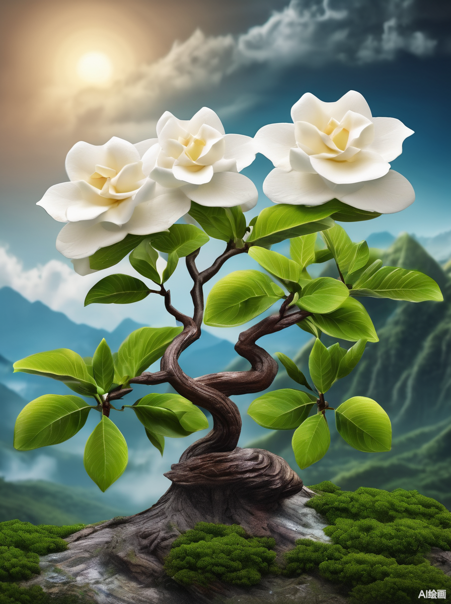 白色栀子花,清雅脱俗,宛如仙子临凡尘.