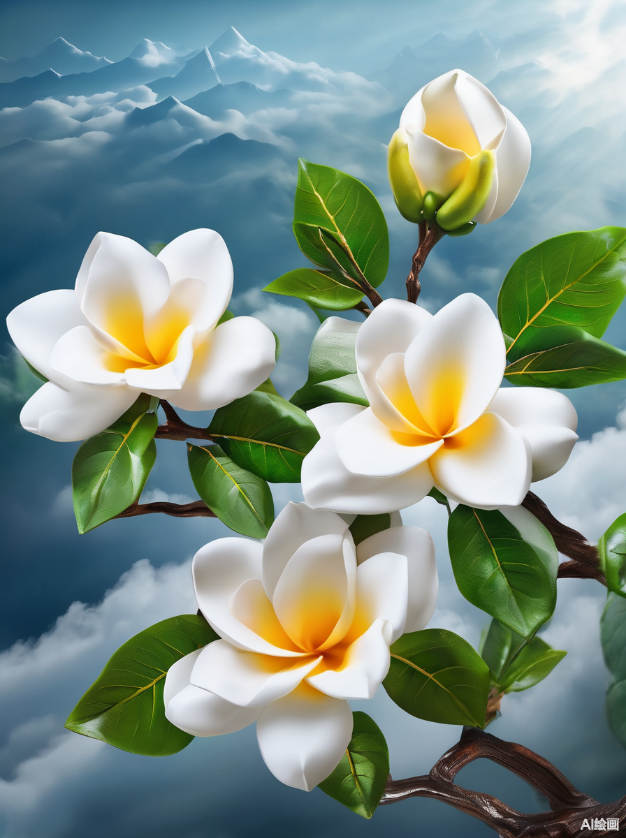 白色栀子花,清雅脱俗,宛如仙子临凡尘.