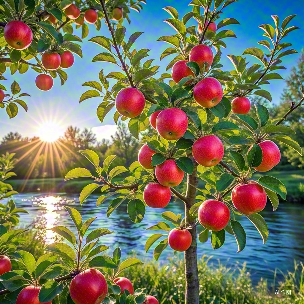 苹果树在阳光下展现出生机与活力
