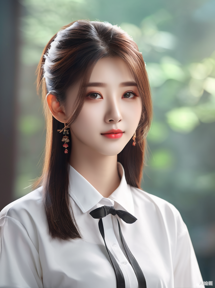 清纯美少女,宛如春水初生,眼眸清亮如镜,映照出世间纯净,唇边带着一抹
