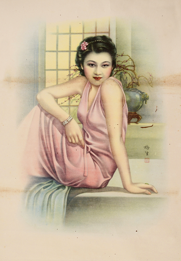 年代感十足的民国时期美女广告画#萤火二创计划# #动态连更挑战