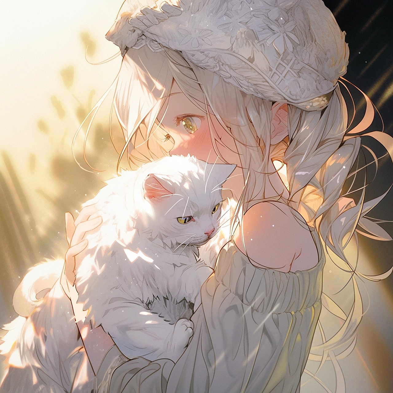 白猫少女系列头像,会发光的猫猫04