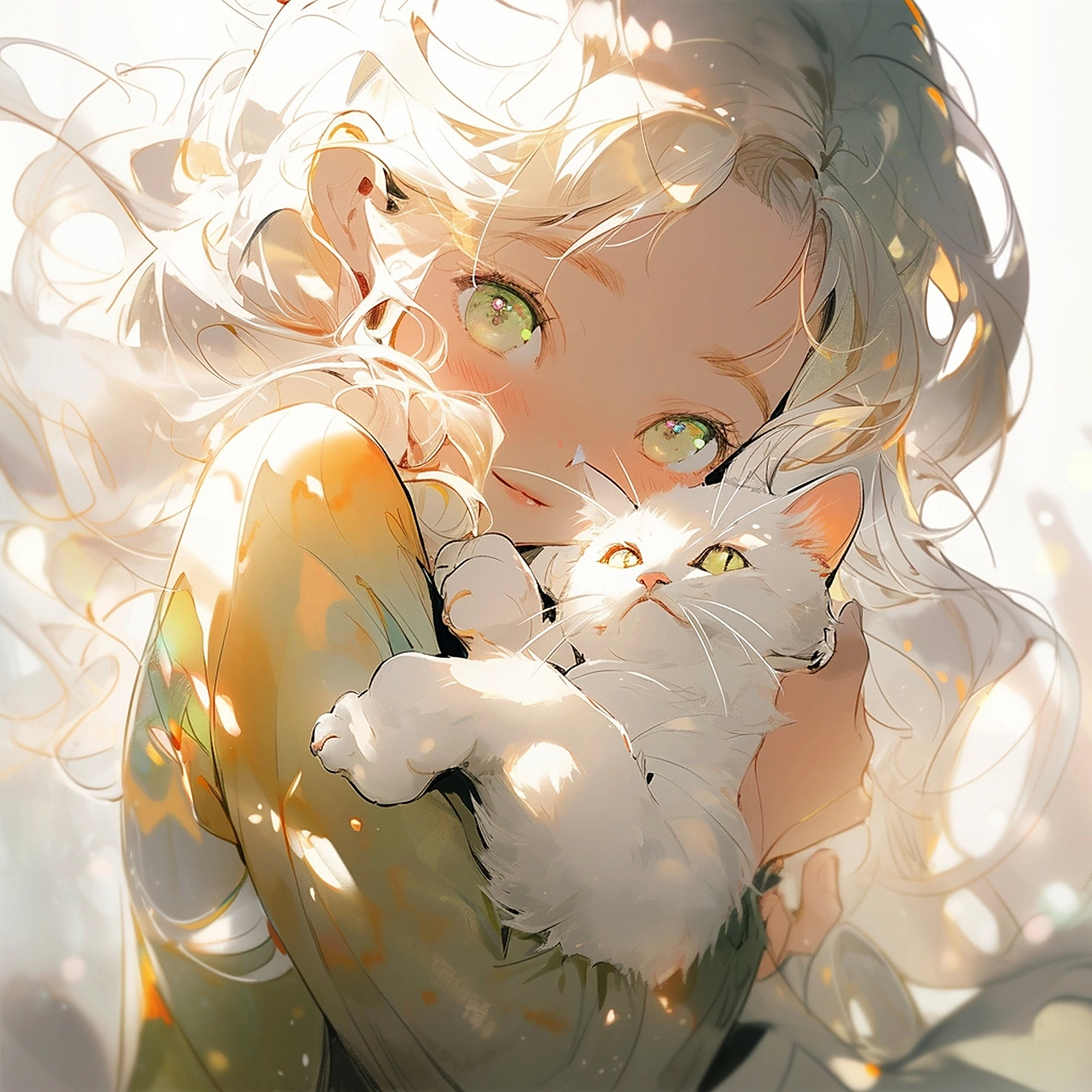 白猫少女系列头像,会发光的猫猫04