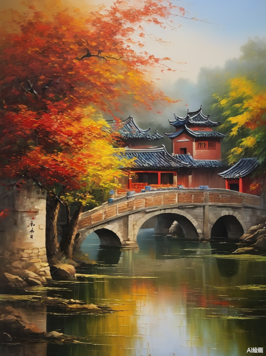 在油画中,我瞥见了一幅中国风的画卷