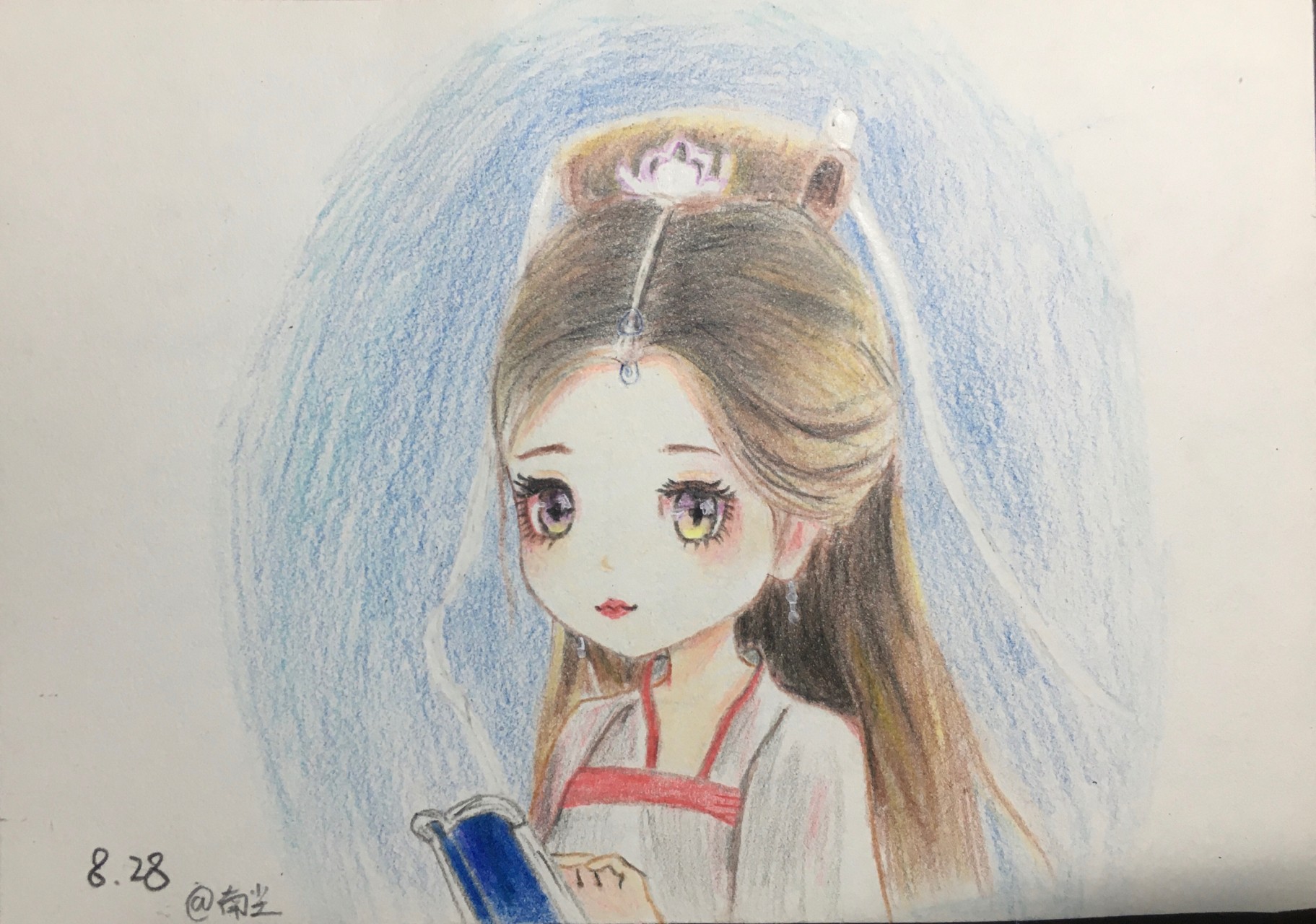 白娘子素描彩铅画图片