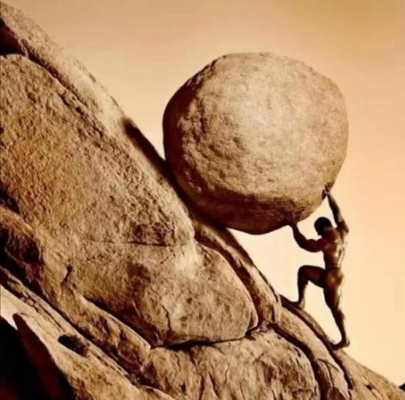 西西弗他清醒的知道自己每次努力推上山的石头,依然会滑落,可他依然