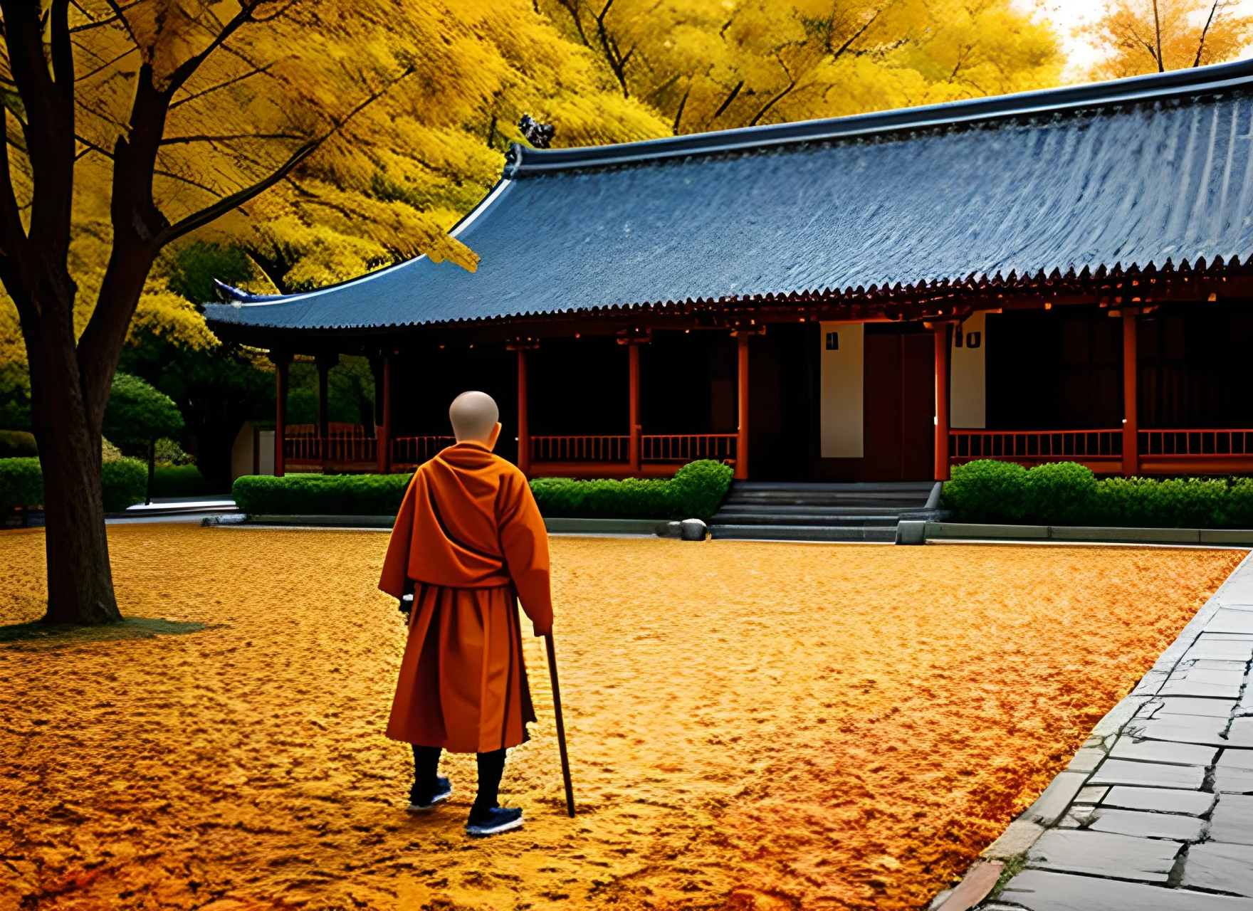 这时,在山上的一座寺庙里,有个小和尚每天却犯起了愁,因为他负责打扫