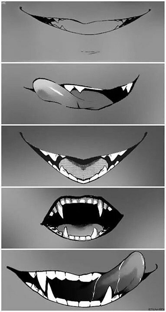 绘画参考 獠牙与嘴巴的画法#绘画素材# #插画# #绘画