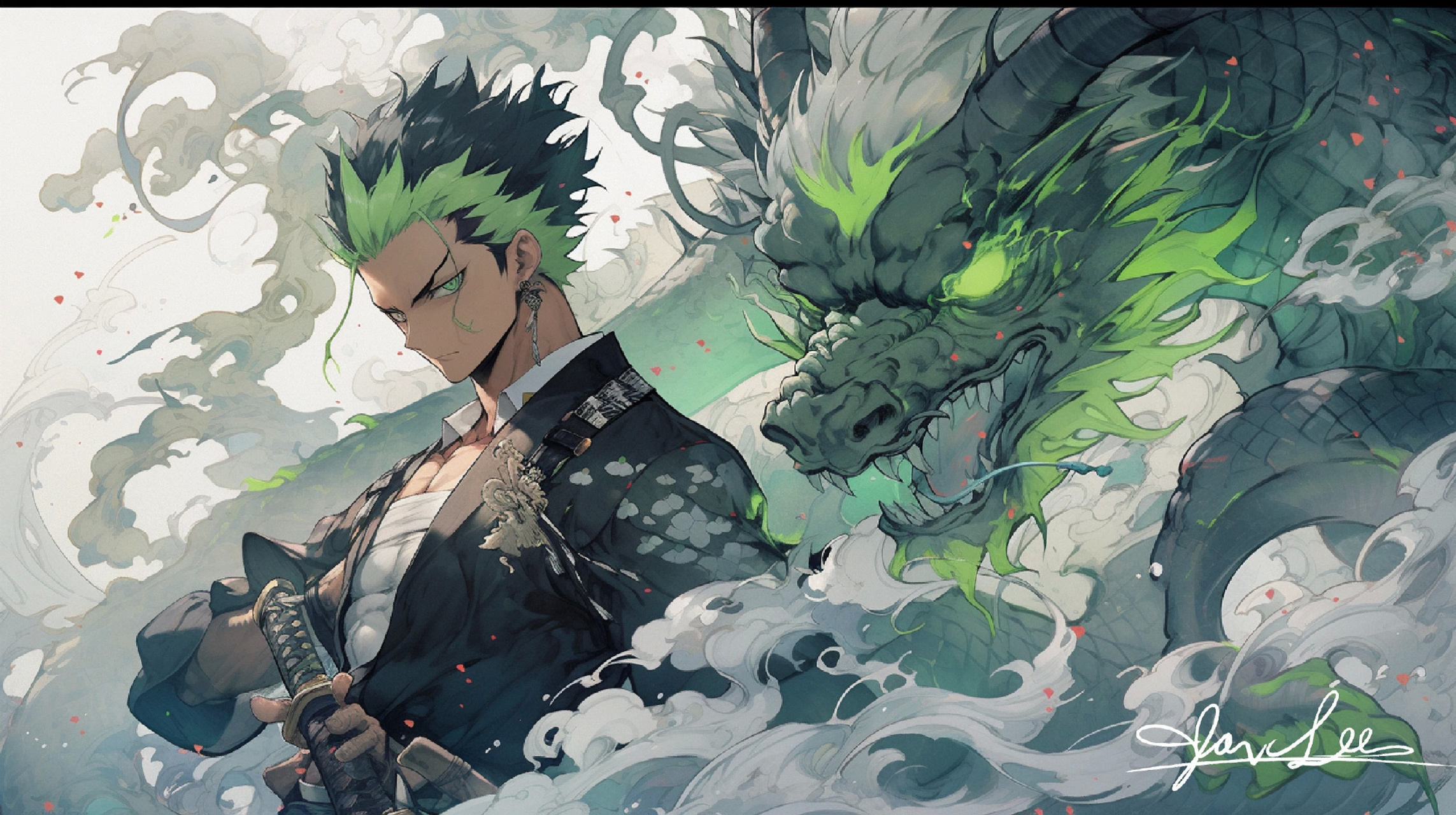 海贼王 | 电脑壁纸 | 索隆 | 痞帅 #绘画素材# #插画# #绘画