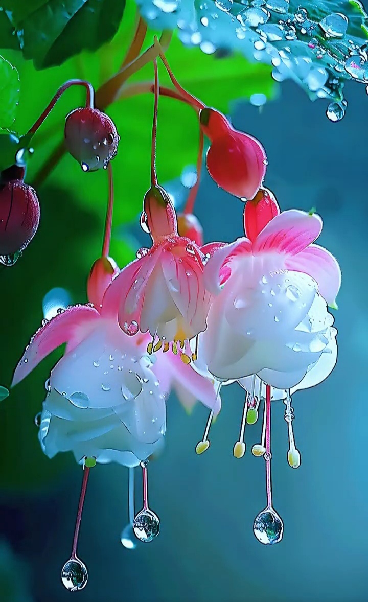 这些花儿,在雨露的轻抚下,尽显饱满生机,清新脱俗.