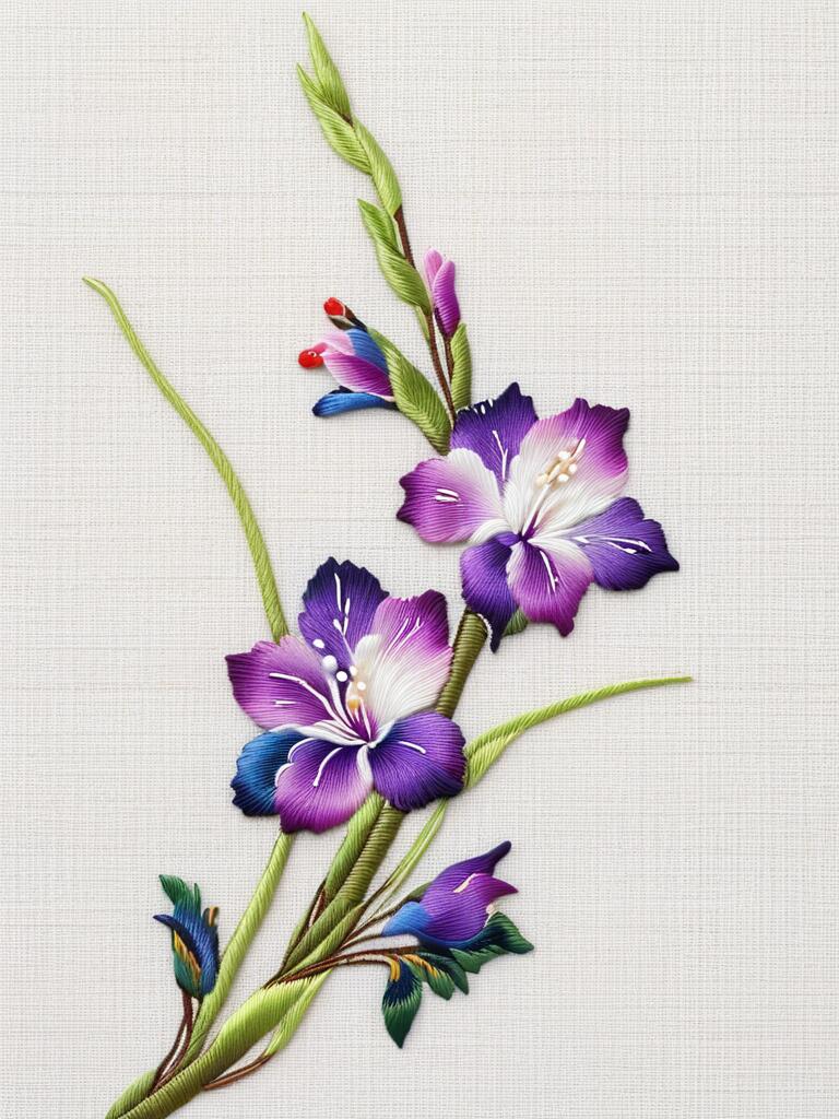 这是一幅刺绣作品,用各色绣线和高级锈法,把花花的世界留在了绣布上