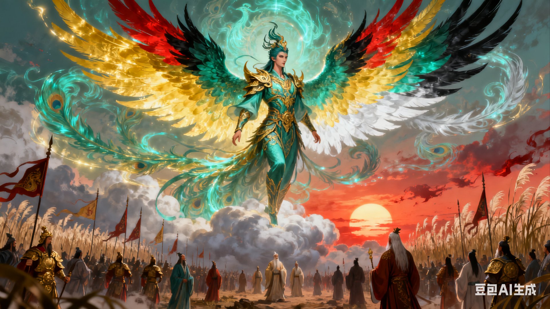 残阳如血,染透孟津的芦苇荡时,孔宣立在云头,青金色