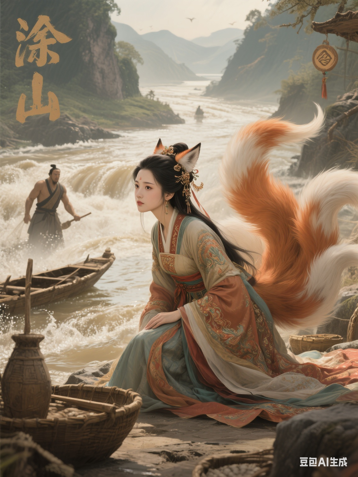 一日,他行至涂山,只见云雾缭绕的山峦间,一只九尾狐踏风而来,毛色如
