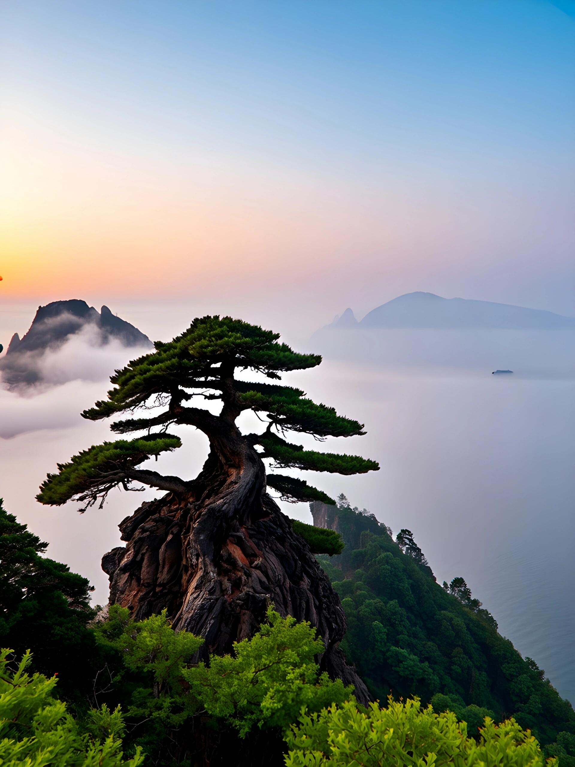 真正的迎客松风景大全图片