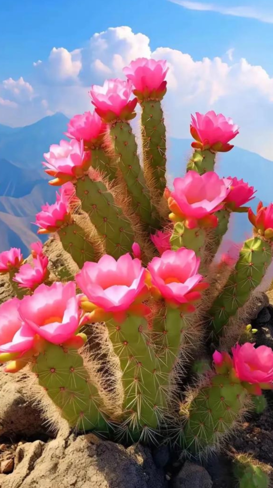 今天和朋友去爬山,看到山上的仙人掌开的好美丽,大家看一下,这是什么