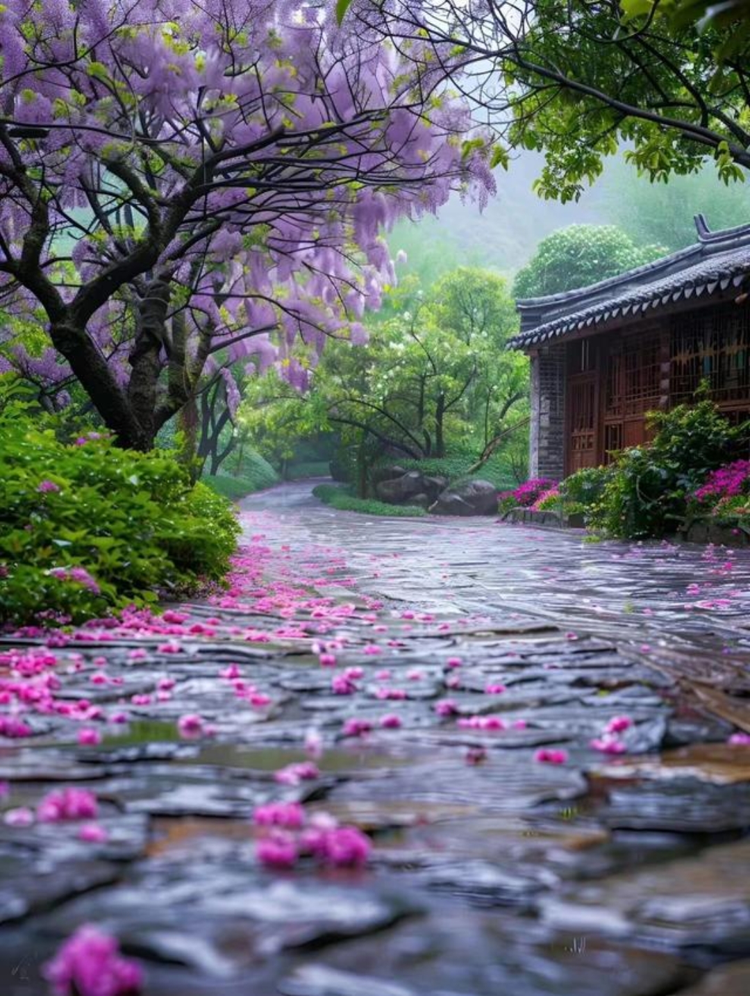 雨后花园图片