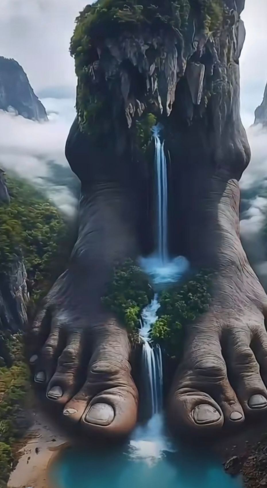 大地巨人:脚与山的奇幻交融   哇,这些图片简直像