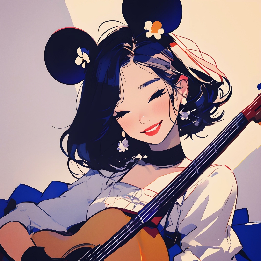 确定主题,女生弹吉他. 2.选择模型风格,卡通. 3.选择融合模型:日漫