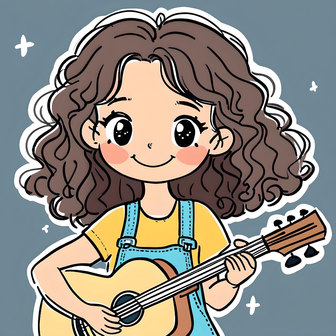 确定主题,卡通女孩弹吉他