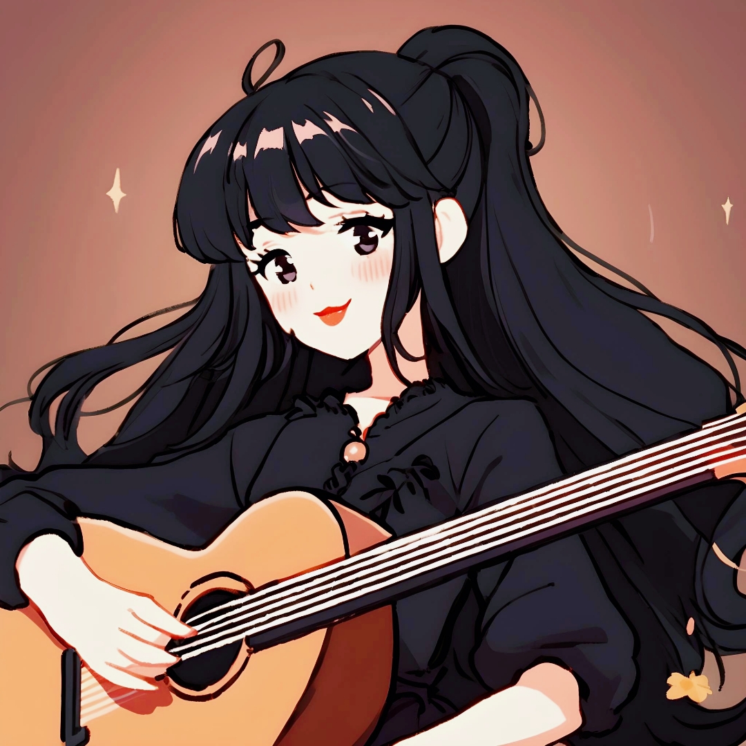 酷女生看着男生弹吉他卡通弹吉他的女孩漫画女生吉他头像吉他动画图片