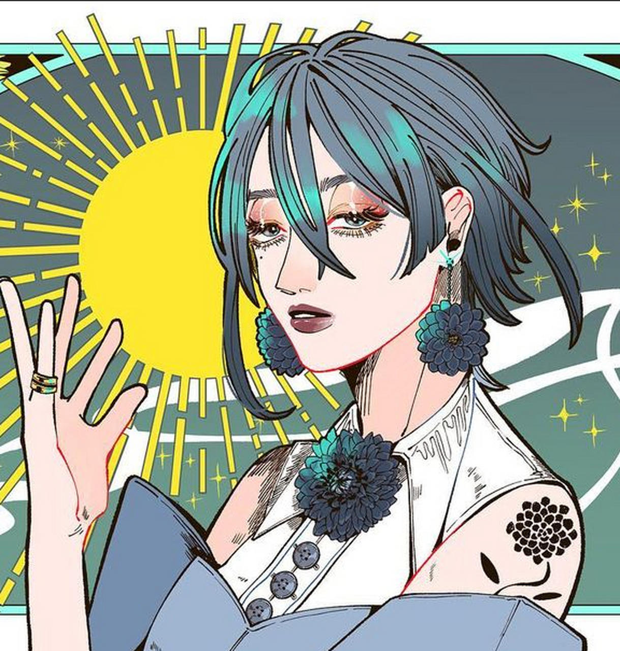 风格独特的少女插画 画师:nowri 关注我,每天都要新头像壁纸～#最靓