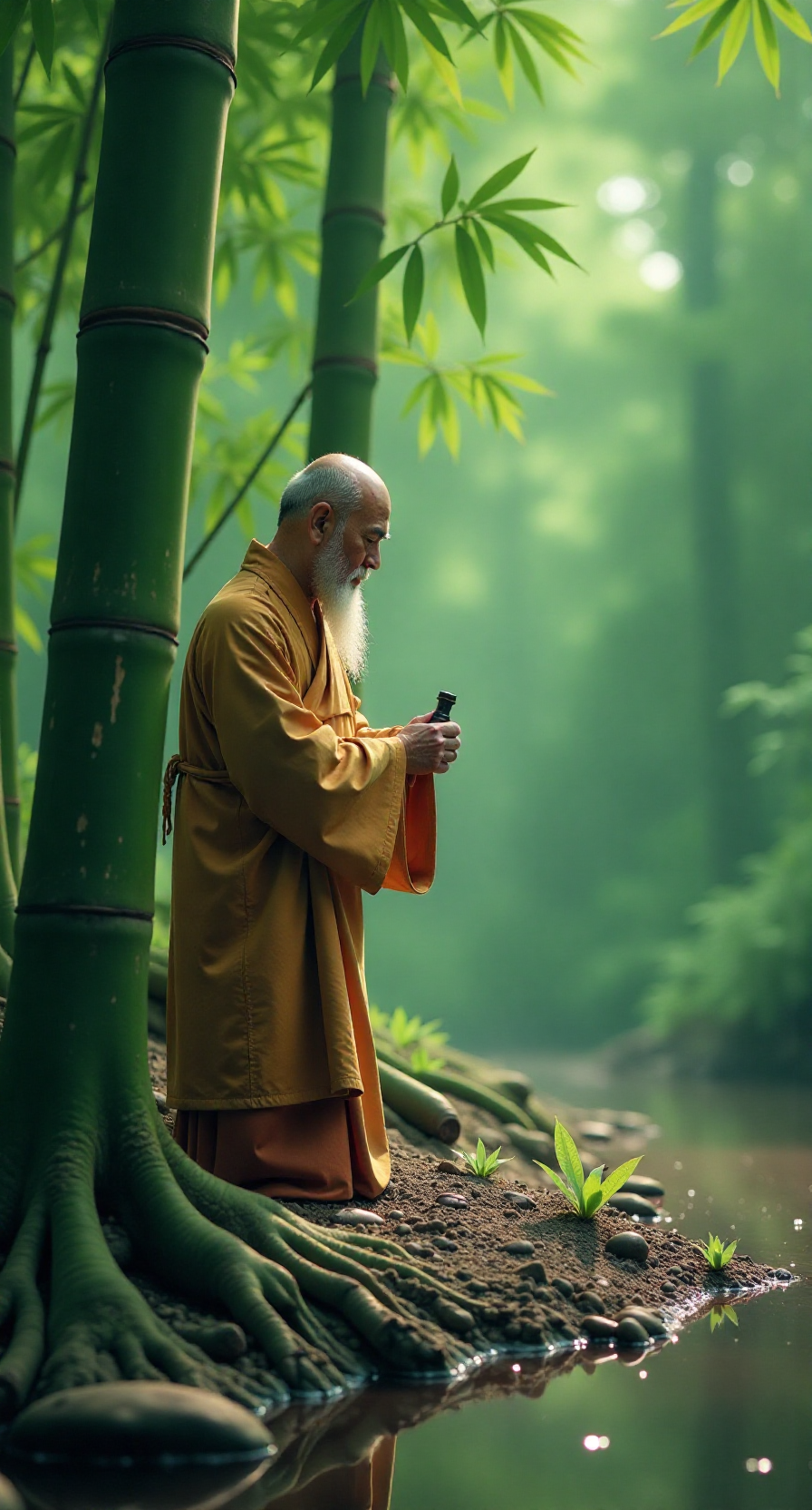 僧人凝视着那七瓣露珠,心中涌起一阵感悟