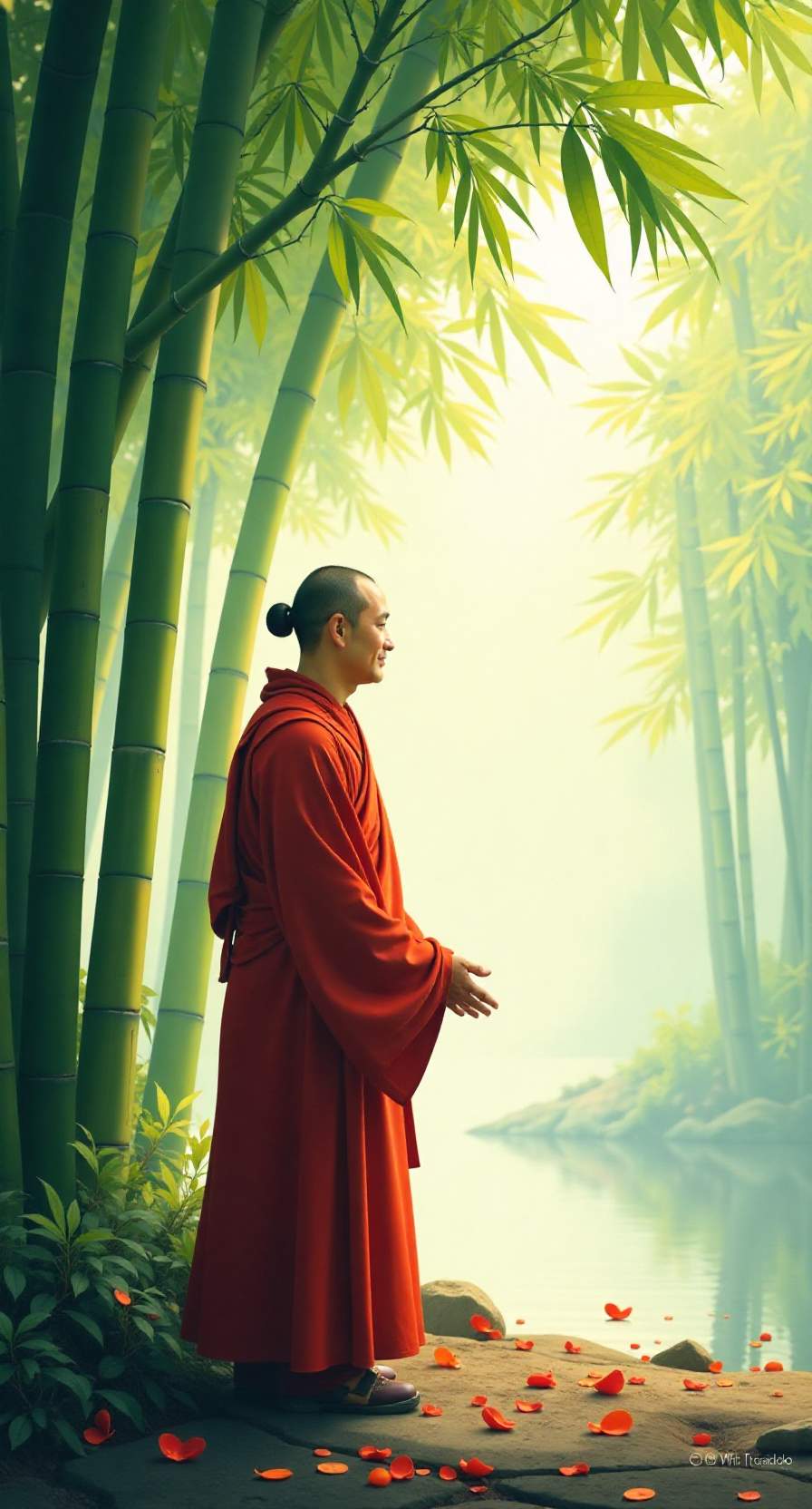 在一个寂静的寺庙中,年轻的僧人小华常常被外界的喧嚣所