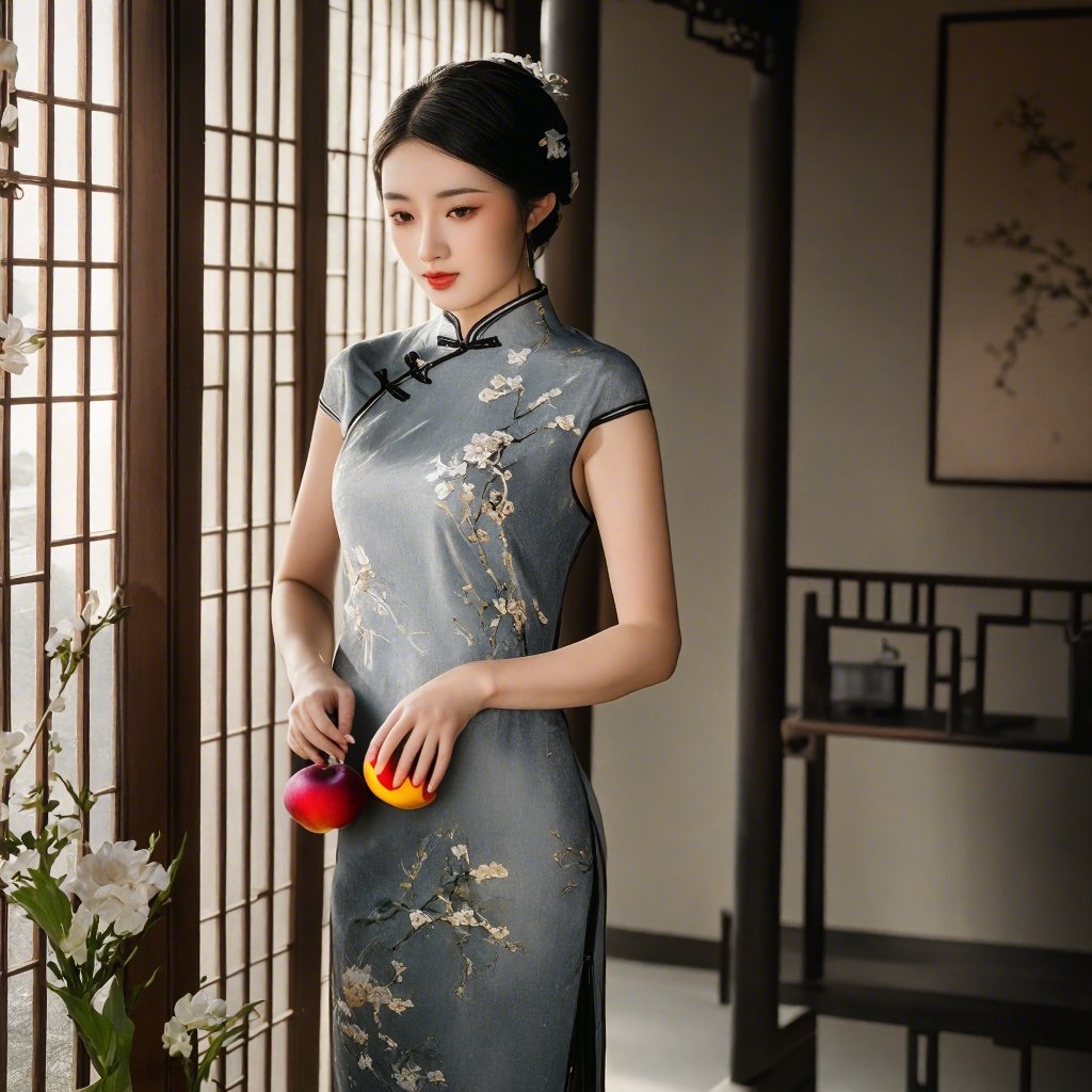 旗袍女子的静谧时光  宁静幽雅的中式院落,美女钟情于旗袍 旗袍上的