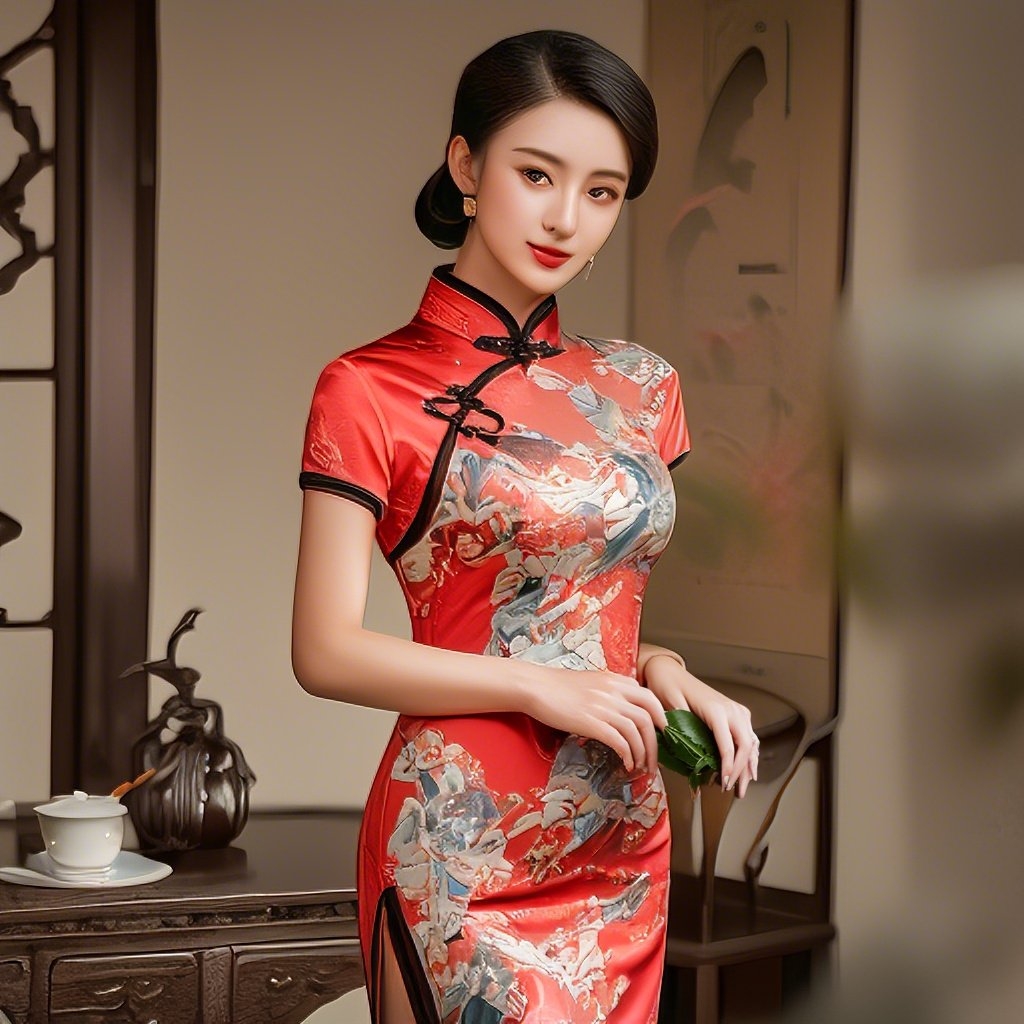 雅致美女旗袍图片穿全统旗袍美全身图片现代旗袍款式图片大全传统旗袍