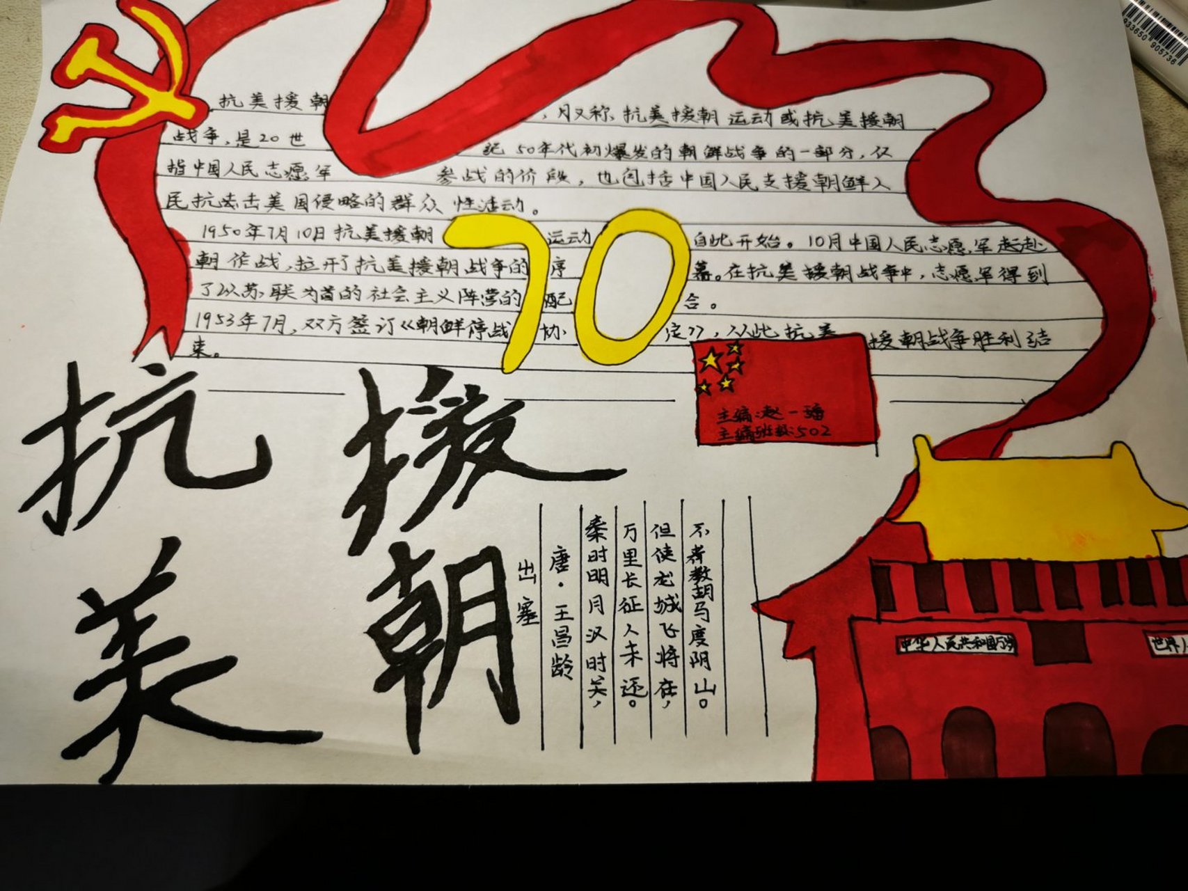 抗美援朝手抄报