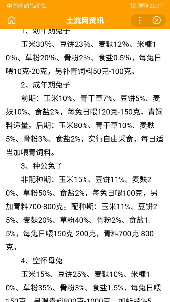 各个阶段兔子饲料配方,收藏了!