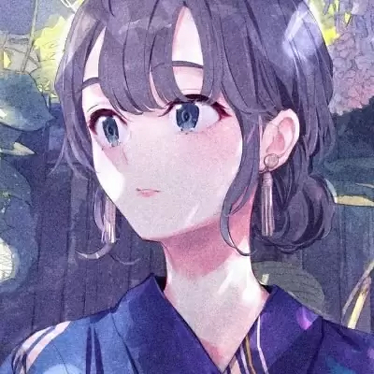 月白星紫色的卡通头像女孩子的