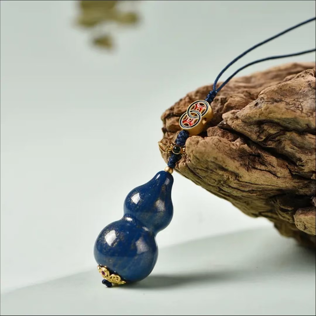 【大漆原创设计】 非物质文化遗产手工蓝葫芦挂件  家有一葫芦,寅生