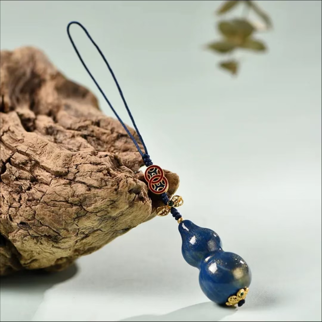 【大漆原创设计】 非物质文化遗产手工蓝葫芦挂件  家有一葫芦,寅生