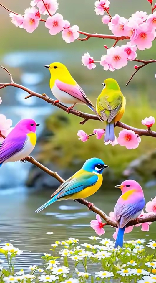 当斑斓彩鸟俏立枝头,一幅绝美的画卷便在眼前